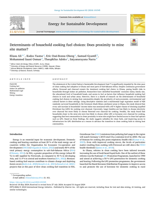 Determinants of Household Cooking Fuel Choices: Does Proximity to Mine Site Matter?