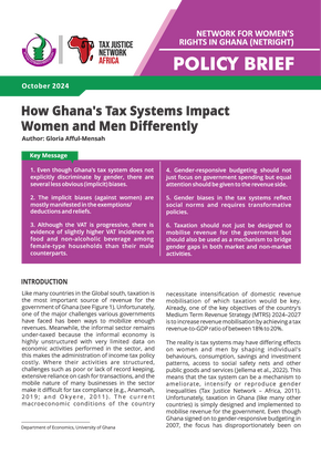 Policy Brief on How Ghana’s Tax Systems Impact Women and Men Differently