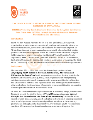 Tax Justice Debate Between Youth In Institutions Of Higher Learning In East Africa